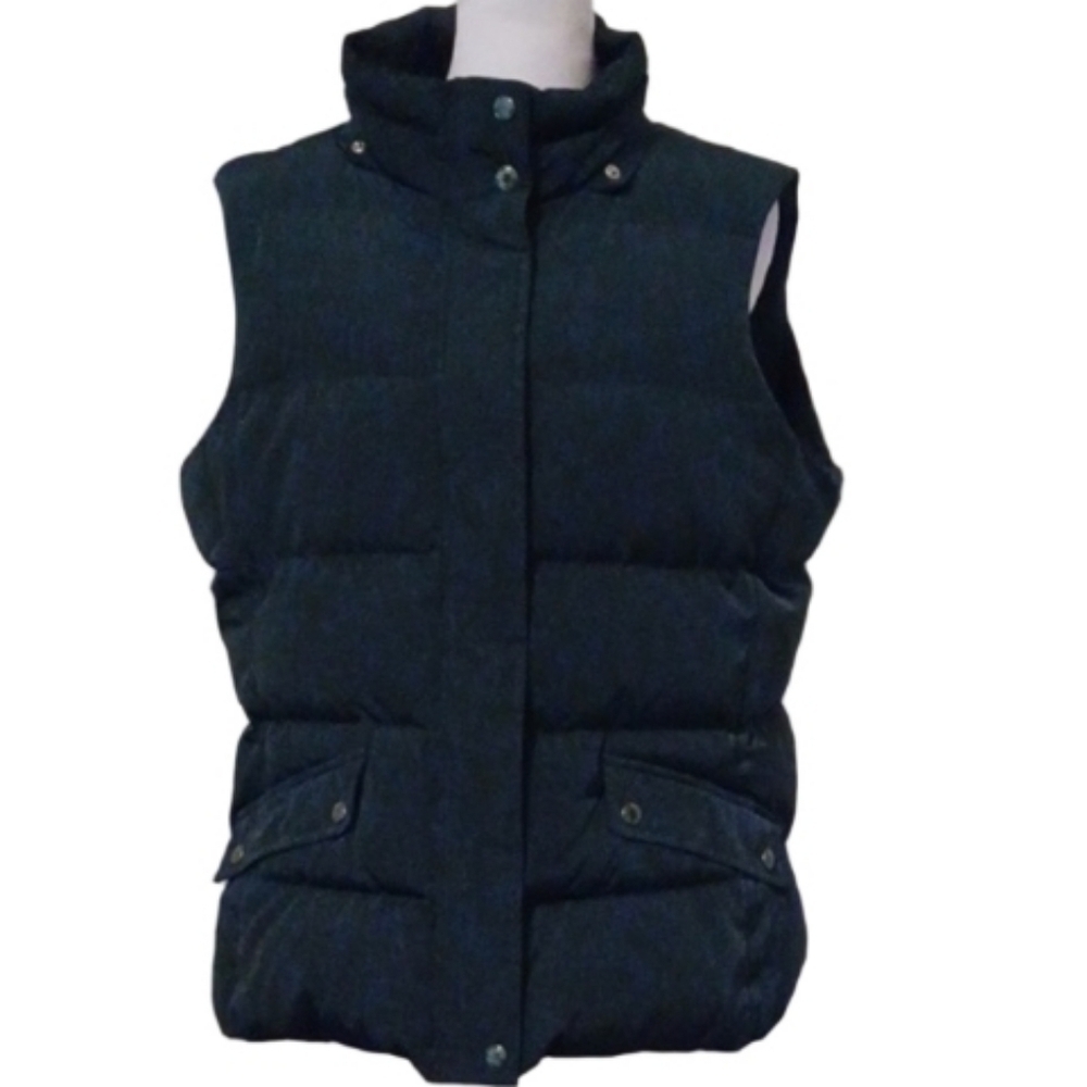 Talbots Dark Green Quilted Puffer Vest Women's Size Large Petite